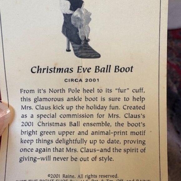 NIB Just the Right Shoe Christmas Eve Ball Boot 1st Annual #25220 Raine 2001 COA - Picture 10 of 11